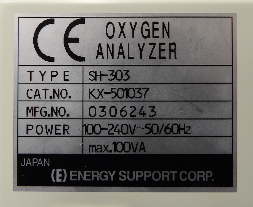 Energy Support SH-303 Oxygen Analyzer Module KX-501037 Working Surplus