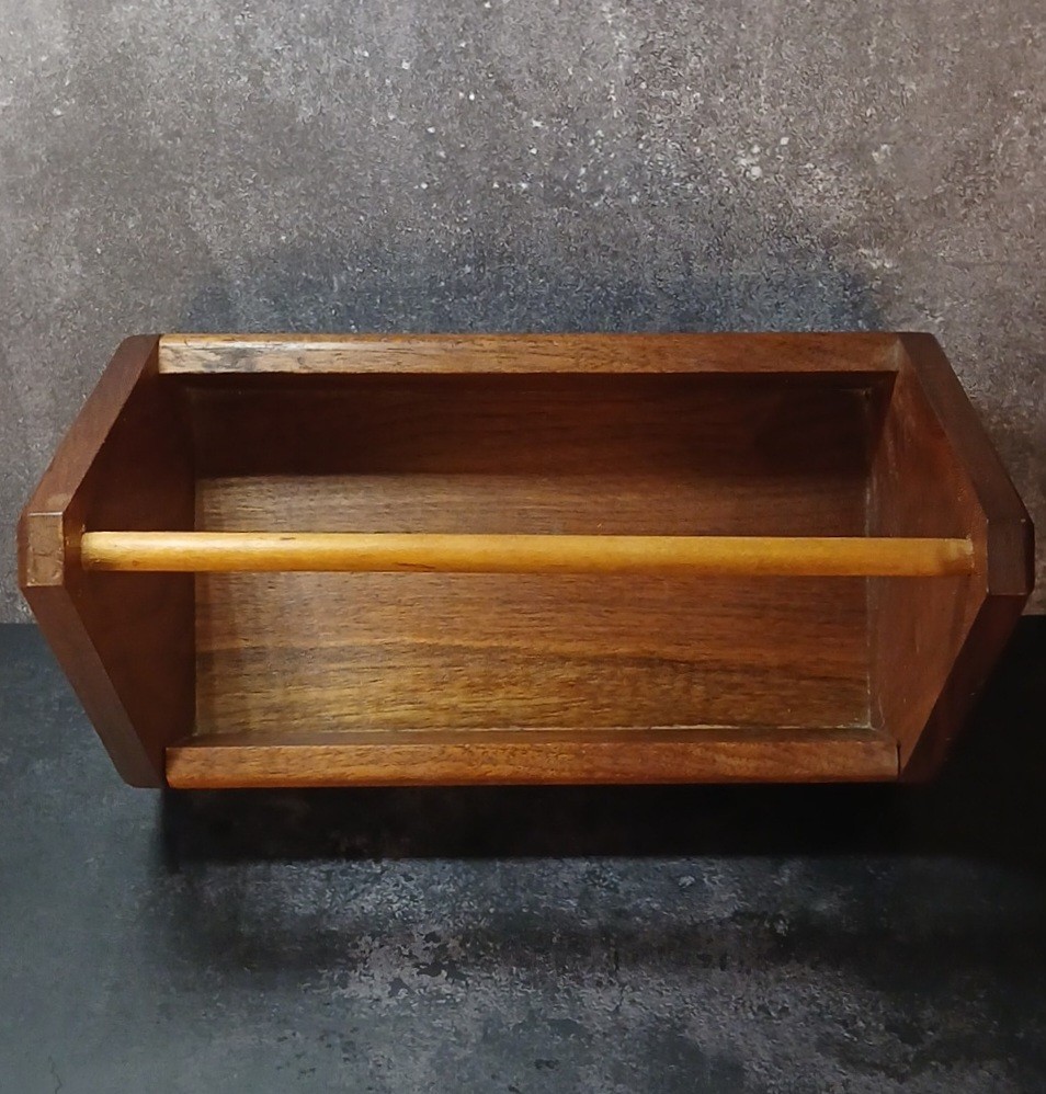Vintage Walnut Tool Caddy/Tote With Dowel Handle • Primitive