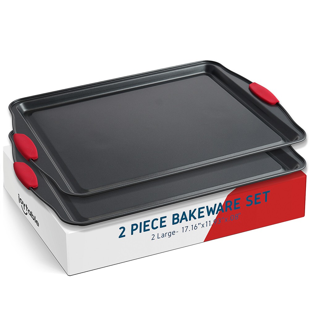 2 Piece Baking Sheet Pan Set Joytable Nonstick Steel Durable Large Cookie Sheets