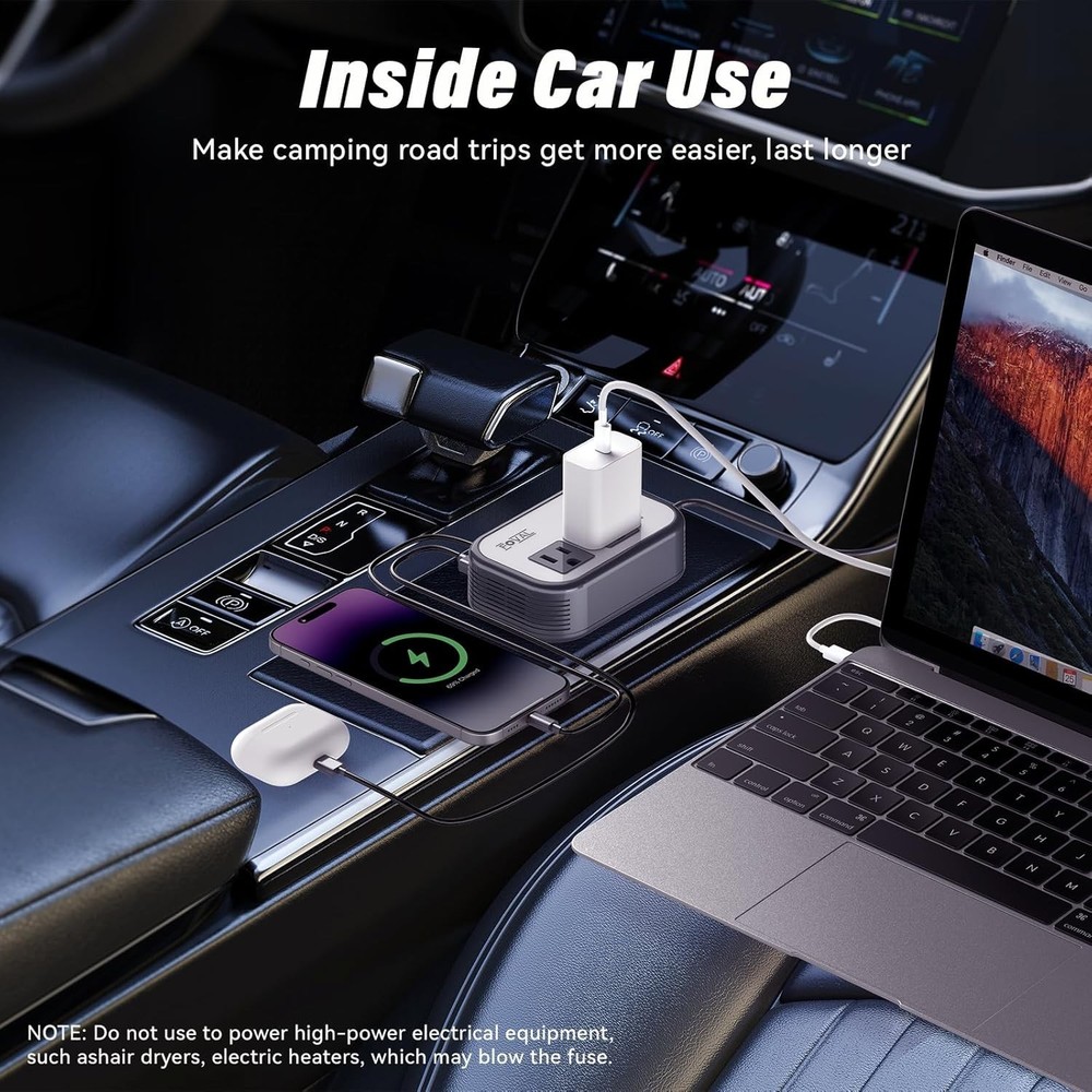 Multi-Protection 200W Car Power Inverter - Essential Accessory for Road Trips