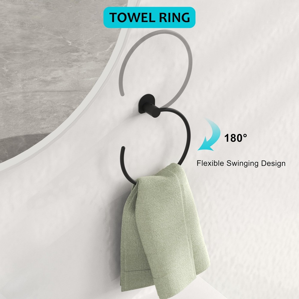 Bathroom Hardware Set 10 PCS, Black Matte Towel Bar Set Wall Mounted, Include...