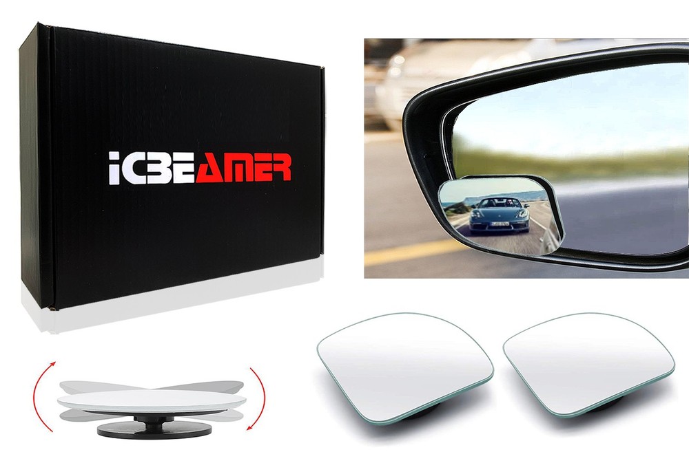 2 Sets Fan Mirrors, 4 Pcs Adjustable 360° Wide Angle Rear View
