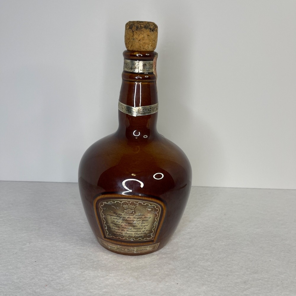 Empty Decanter Chivas Scotch Bottle 1801 Ceramic Cork Top Brown Ceramic Spode