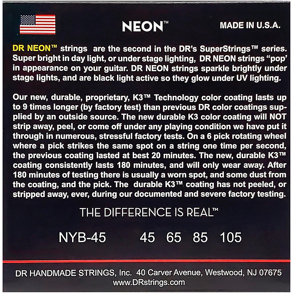 DR Strings NEON Hi-Def Yellow Bass SuperStrings Medium 4-String
