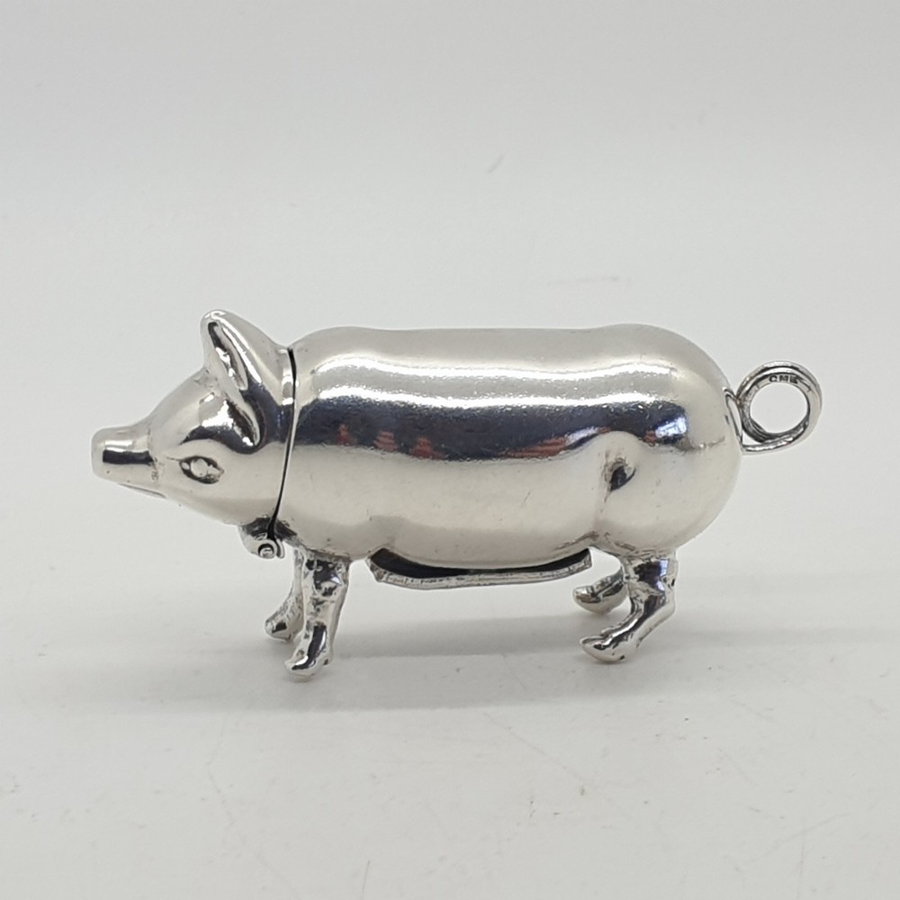 Sterling Silver Pig Vesta Case Match Holder