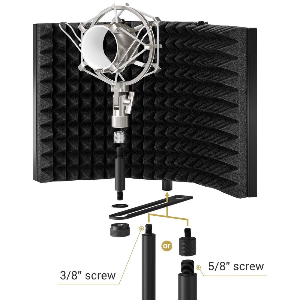 TONOR Microphone Isolation Shield, Studio Mic Sound Absorbing Foam Reflector ...