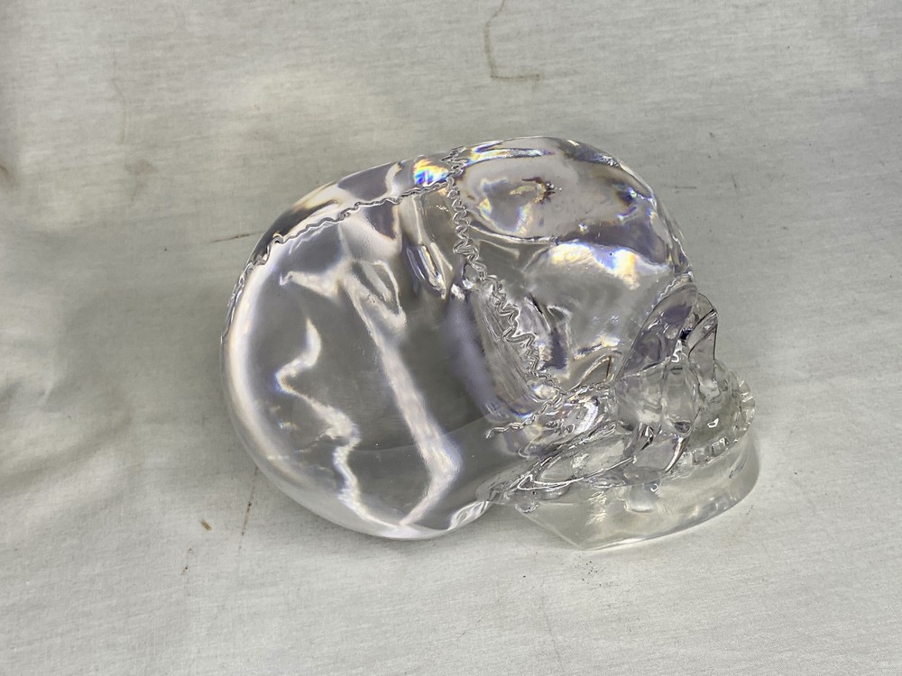 Mitchell Hedges Ancient Crystal Skull Replica, Solid Acrylic, Color Book, Signed