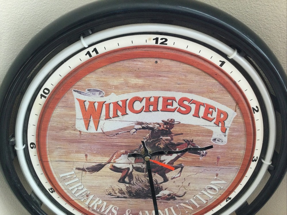 Winchester Forearms & Ammunition Wall Clock. 15” Around.