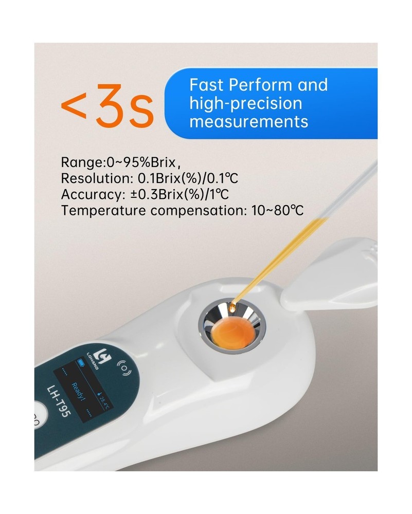 3-in-1 Digital Brix Refractometer with ATC/Refractive Index(RI), 0-95% Sugar ...
