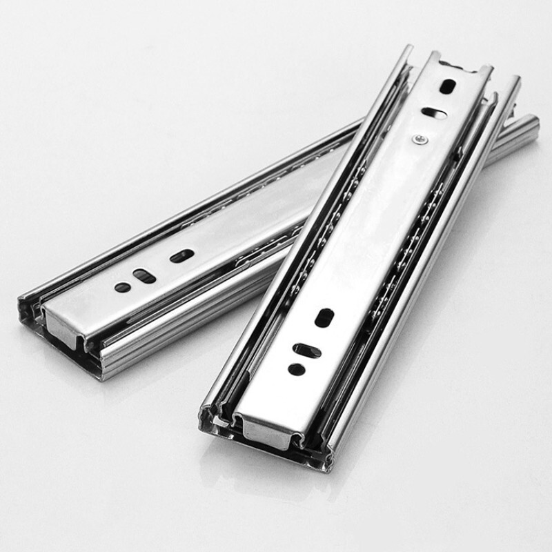 2Pcs 6-inch 3 Sections Telescoping Ball Bearing Damper Drawer Slide Silver Tone