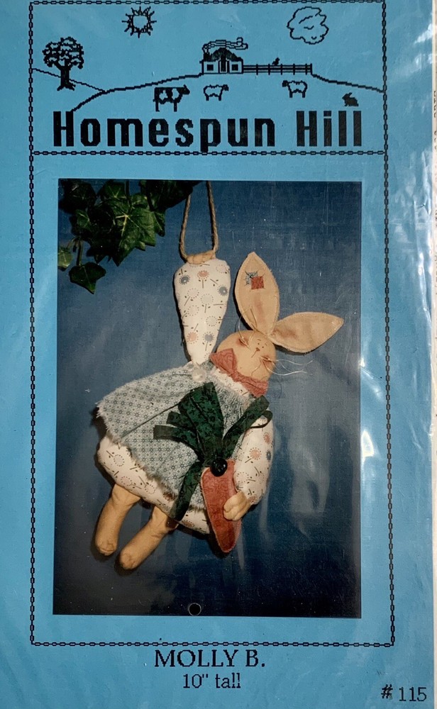 Rabbit Doll Pattern by Homespun Hill 1994 Vintage Sewing 10”