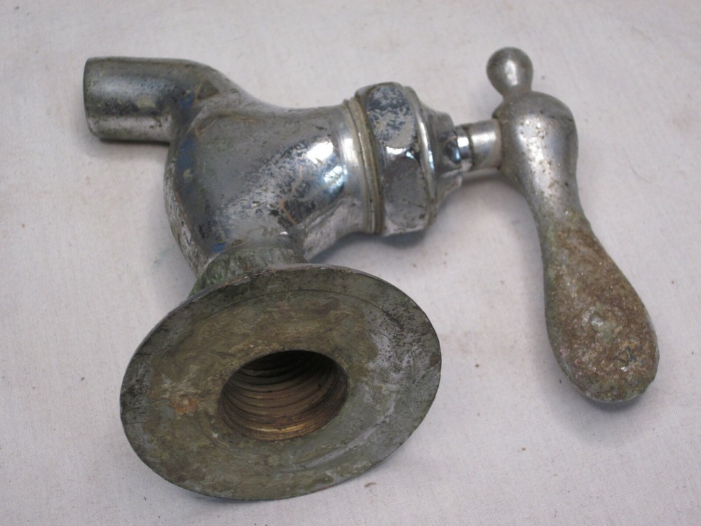 vintage faucet chrome marked handle " E " threaded hole
