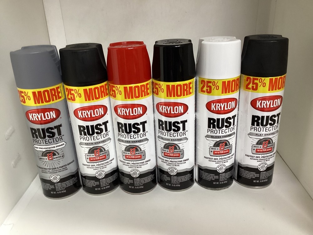 SPRAY PAINT (6-PACK) KRYLON RUST PROTECTOR ENAMEL 6 COLORS AVAILABLE 15 Oz.