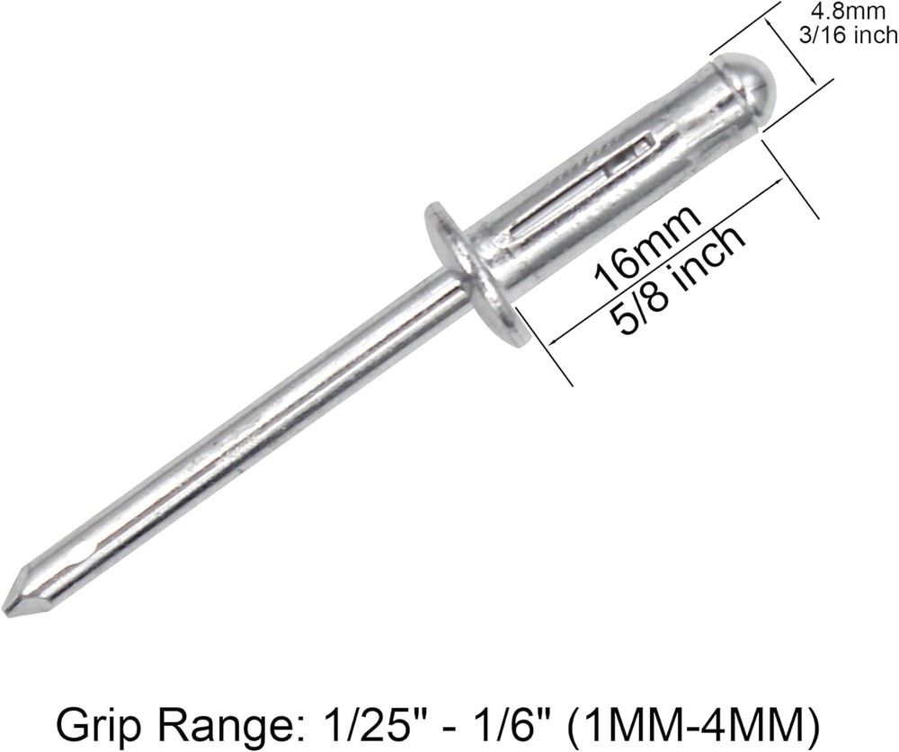 3/16" X 5/8" Tri-Fold Rivets Assortment - 160Pcs,Silver Tri-Fold Exploding Pop