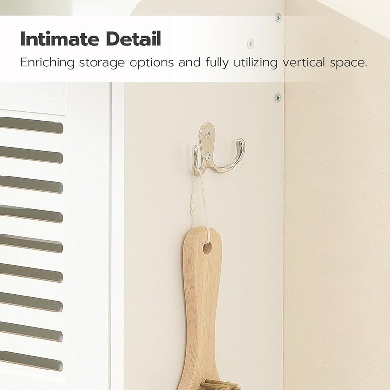 Wall Mounted Bathroom Storage Cabinet Adjustable Shelf Hooks Shutter Design New