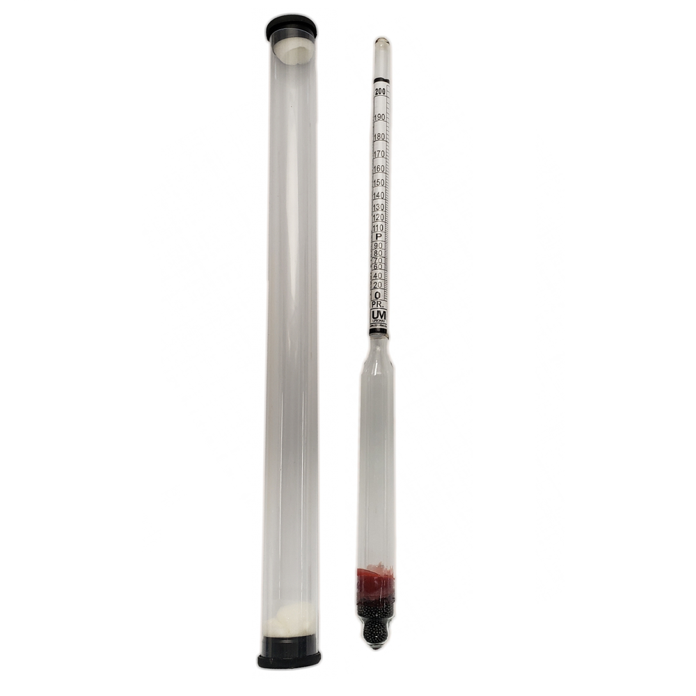 UPROMAX Hydrometer Alcohol Meter SET Distilled Alcohol 0-200 Proof Traceable