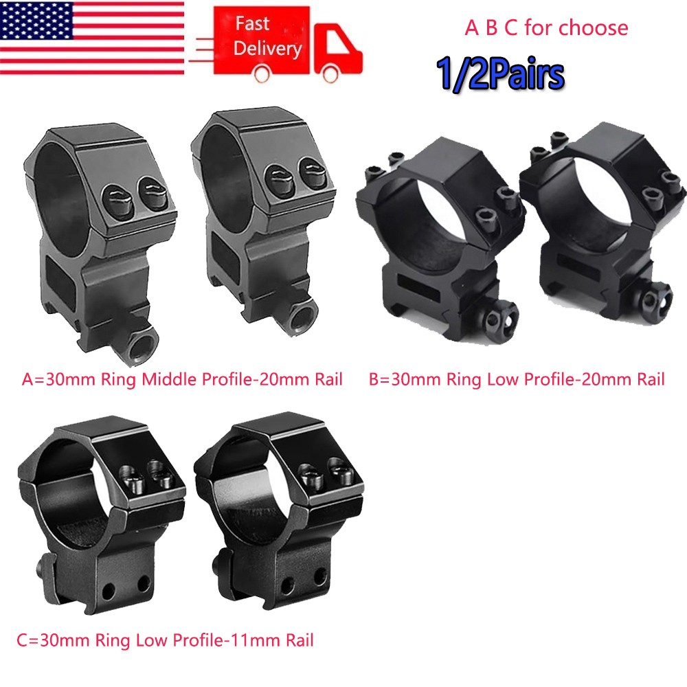 30mm Scope Ring Middle/Low Profile Scope Mount for Dovetail/Picatinny Rail Black