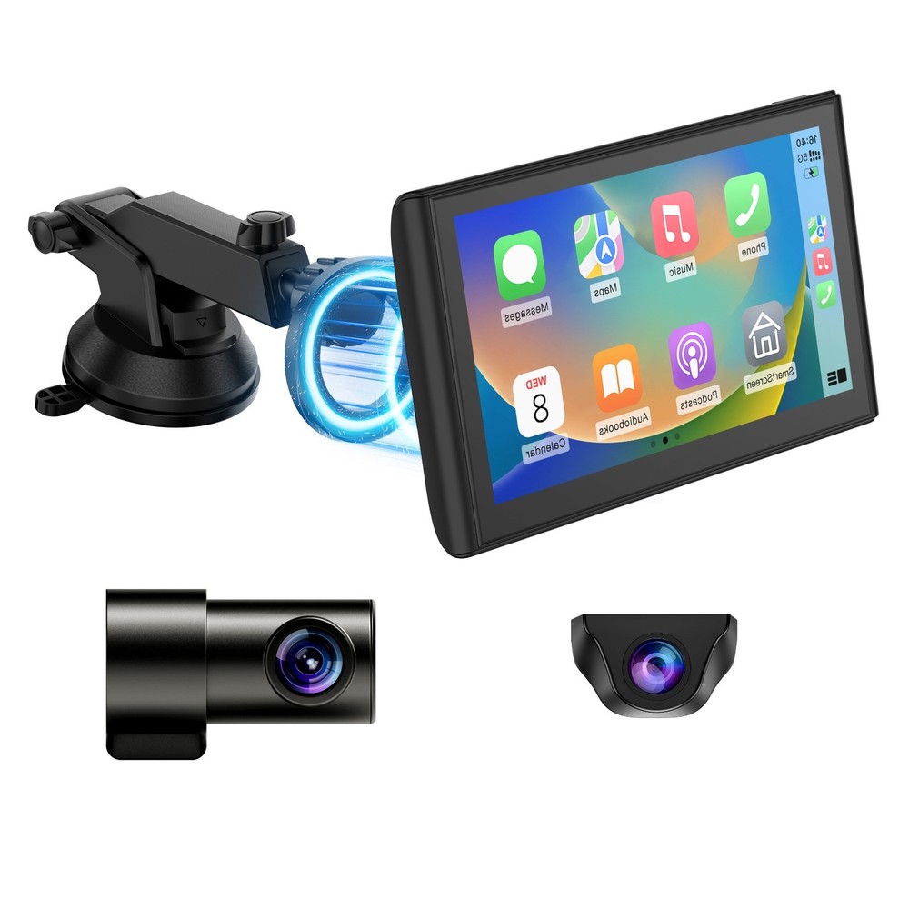 Laser 7in CarPlay Android Auto Screen Dual Cameras Wireless Portable
