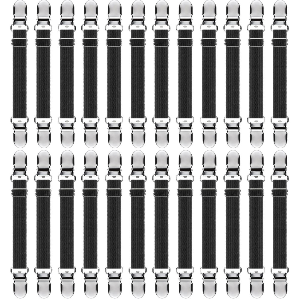 24 Pcs Bed Sheet Clips Straps Heavy Duty Adjustable Fasteners Elastic Fitted ...