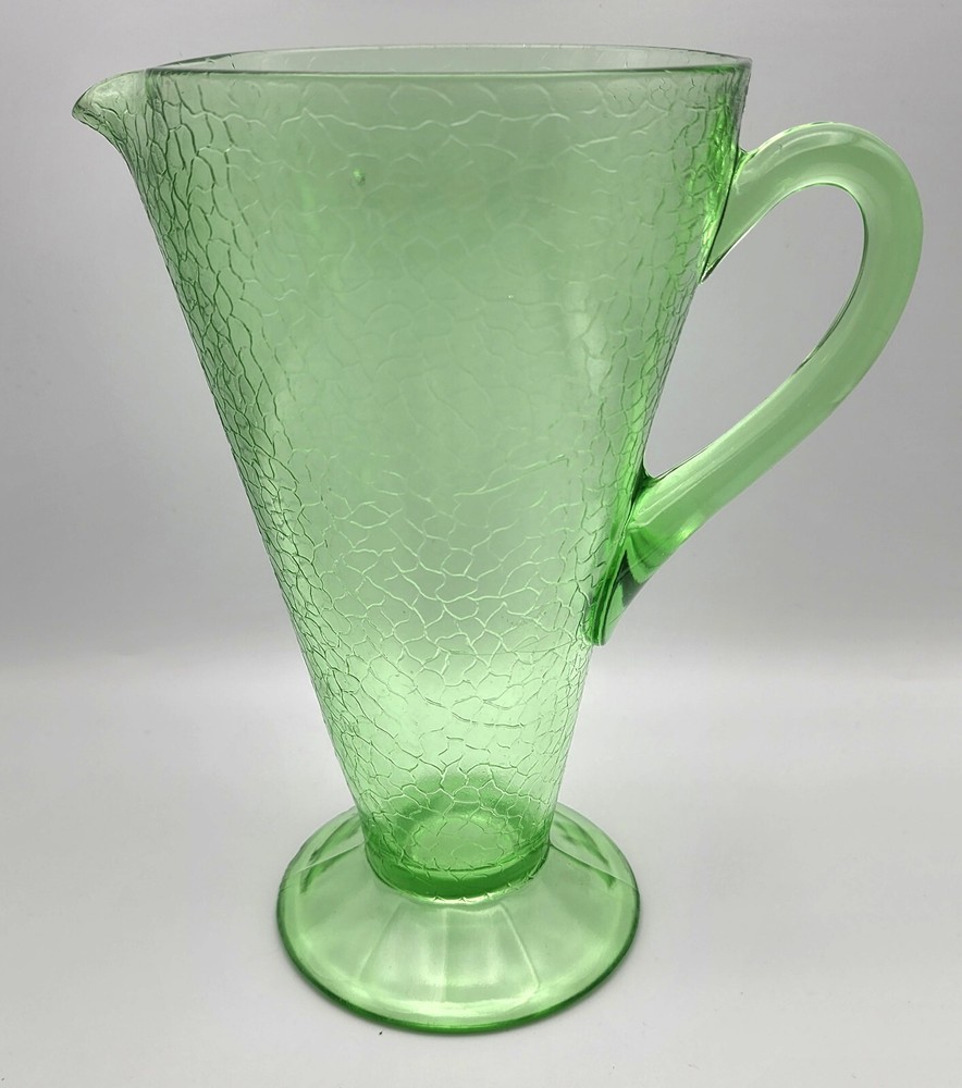 Depression McKee Crackle Uranium Glow Pitcher