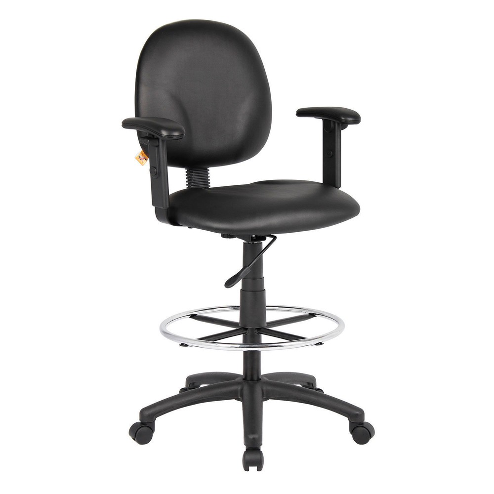 Drafting Stool with Adjustable Arms Footring Caressoft Vinyl Black