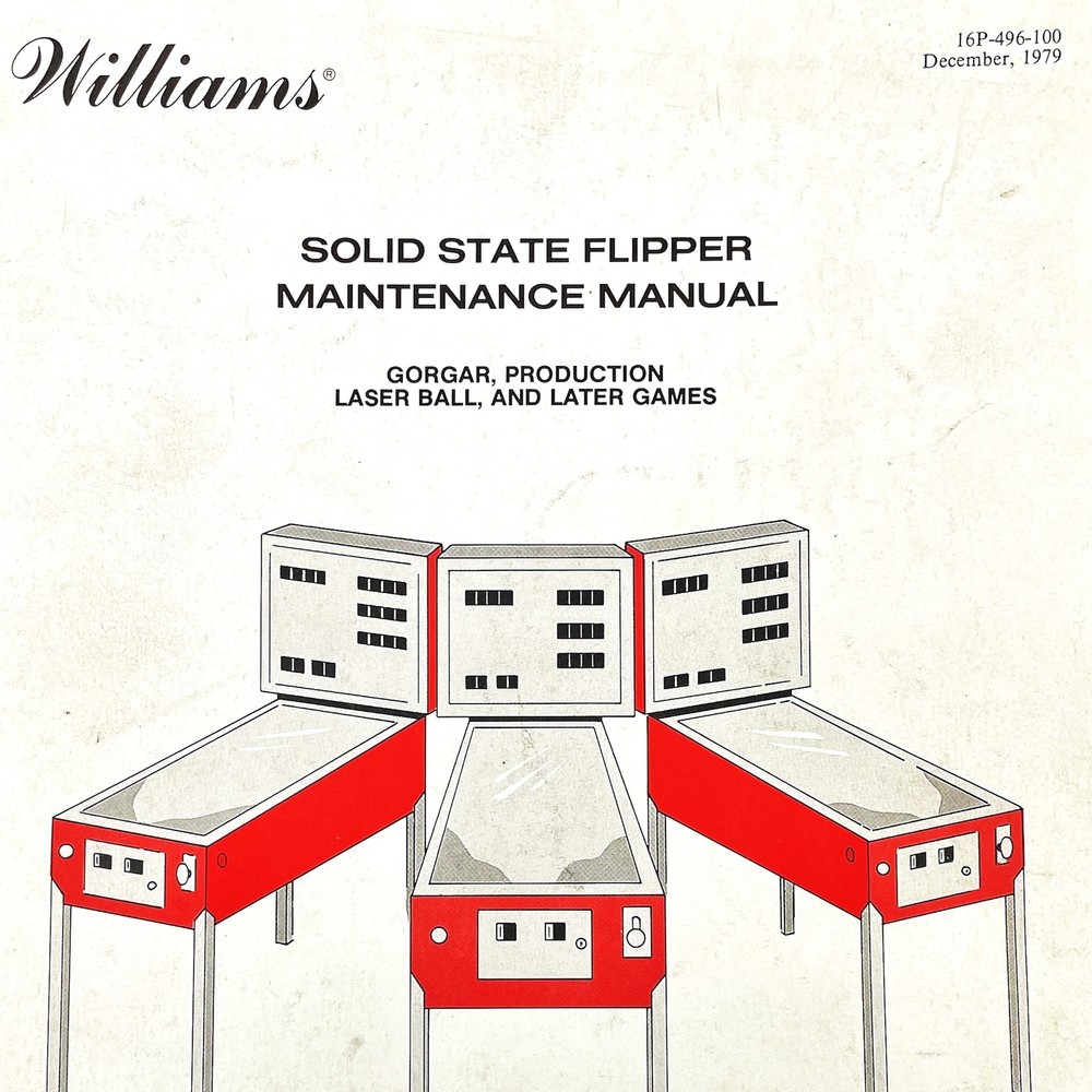 Williams Pinball Solid State Flipper Maintenance Manual Gorgar ORIGINAL
