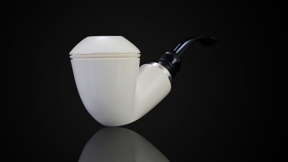 Smooth Rhodesian Pipe Reverse Calabash Block Meerschaum-NEW W CASE#552