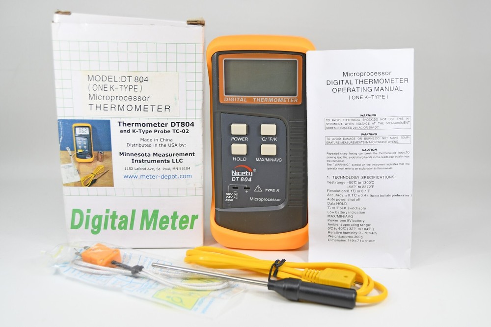 Nicety DT804 Digital K-type Probe Thermocouple Microprocessor Thermometer TC-02