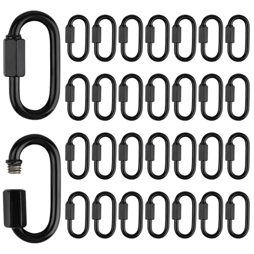 30 Pack M4 Quick Link Chain Connectors, Black Heavy Duty D Shape Locking Quick