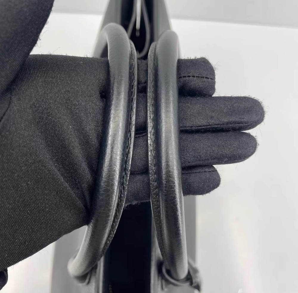 Dior Open Bar Black Leather Top Handle Bag
