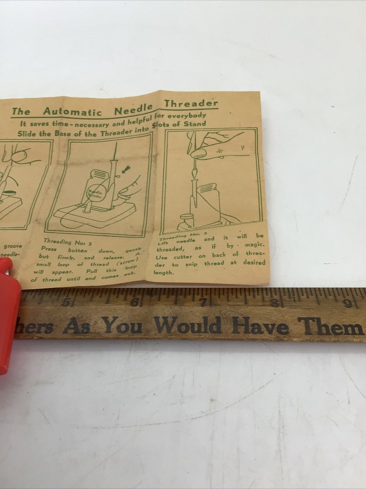 Vintage automatic needle threader and cutter With Original Manual Directions