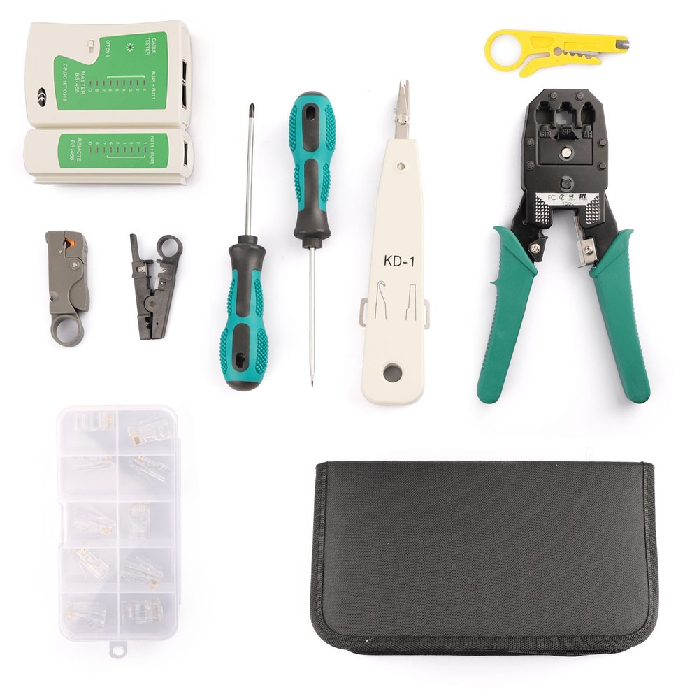 Network Tool Kit - RJ45 Crimper, Tester & Strippers for Ethernet Cable Work