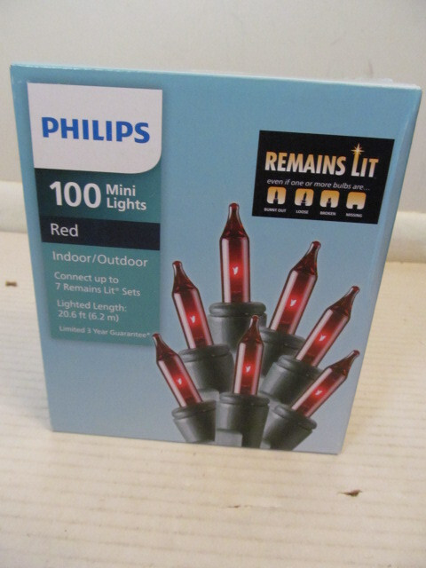 Philips 100 Red Mini Lights with Green Wire