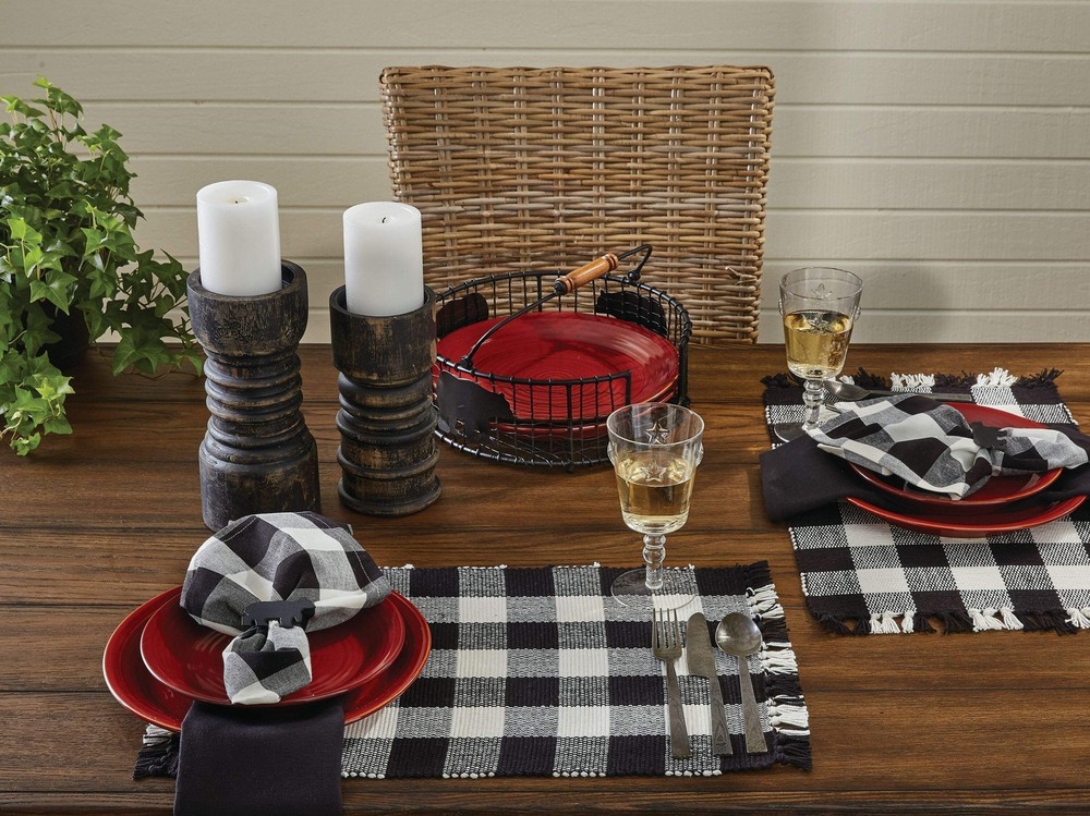 Buffalo Black and White Check Yarn Placemats