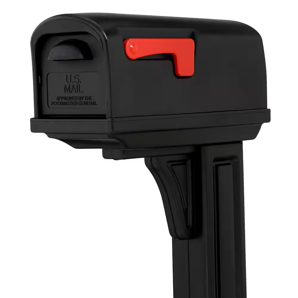 Classic Black, Medium, Plastic, All-In-One Mailbox and Post Combo