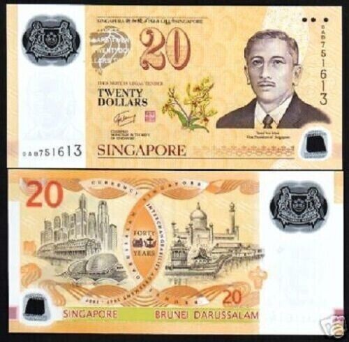 SINGAPORE 20 DOLLARS P-53 2007 UNC COMMEMORATIVE POLYMER BANK NOTE
