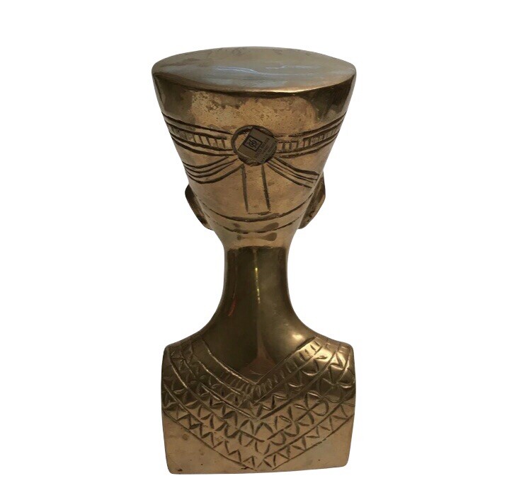 Vintage Solid Brass Nefertiti Bust Hand Made In India