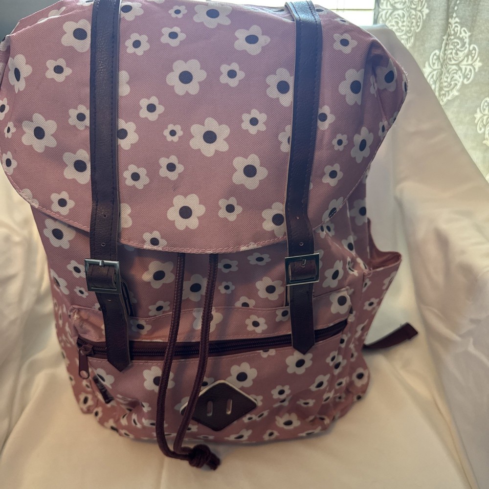 Large Pink And white Flowery Backpack.