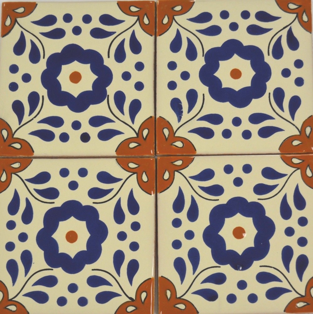 Primavera Azul (Blue Spring) Handmade Mexican Talavera Tile