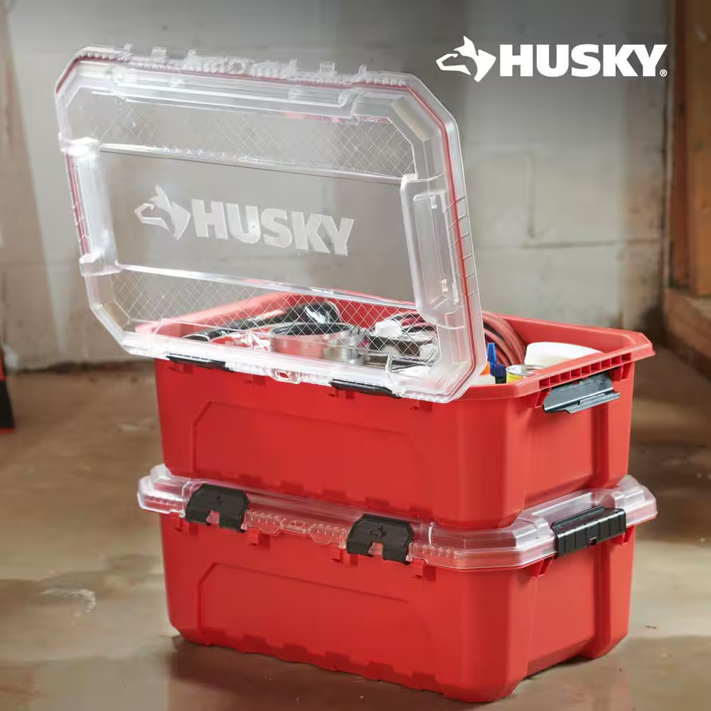 12 Gal. Professional Heavy Duty Waterproof Stackable Plastic Storage Container w