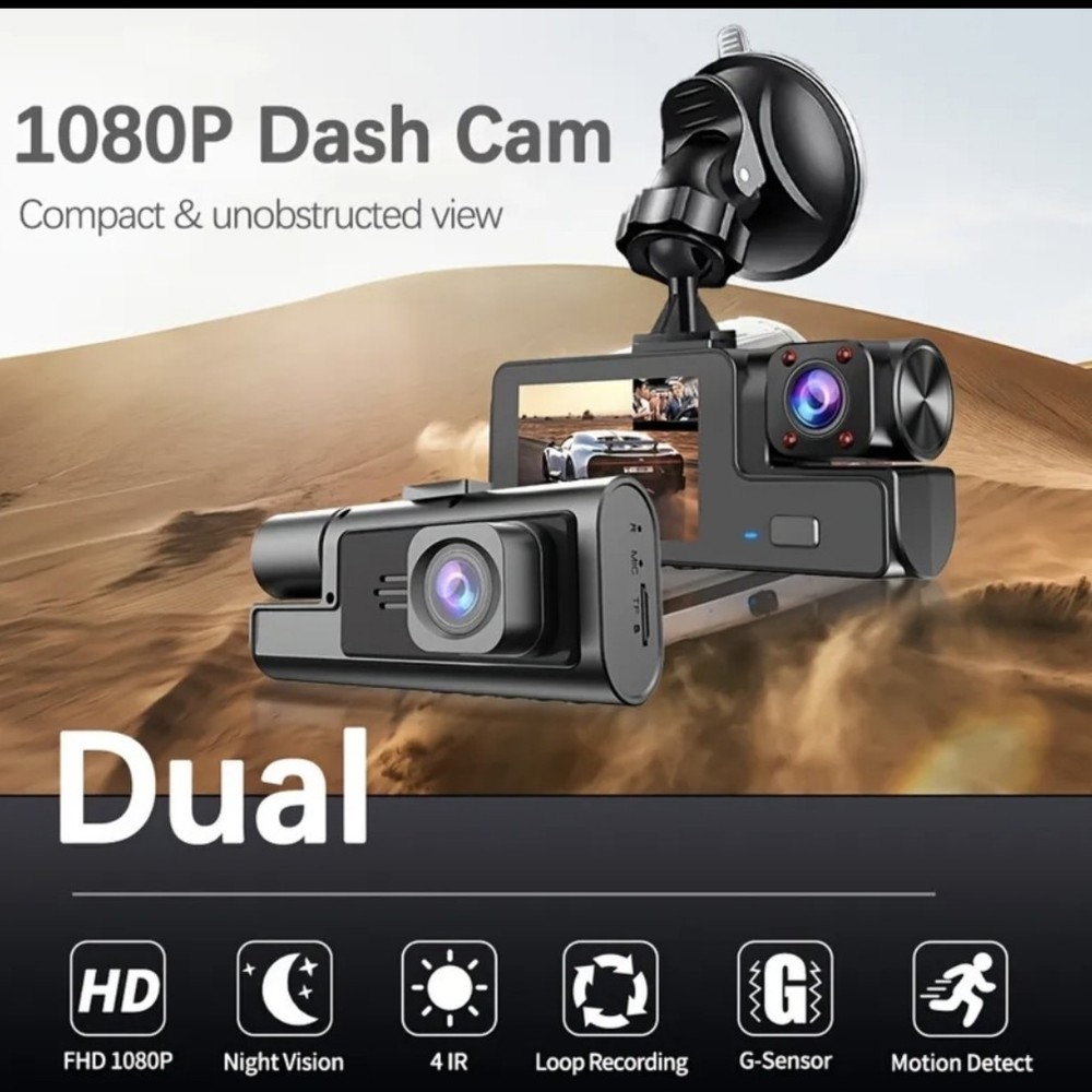 Dual 1080P Dash Cam 180 Degree Front & Rear Camera Motion Detection Loop...