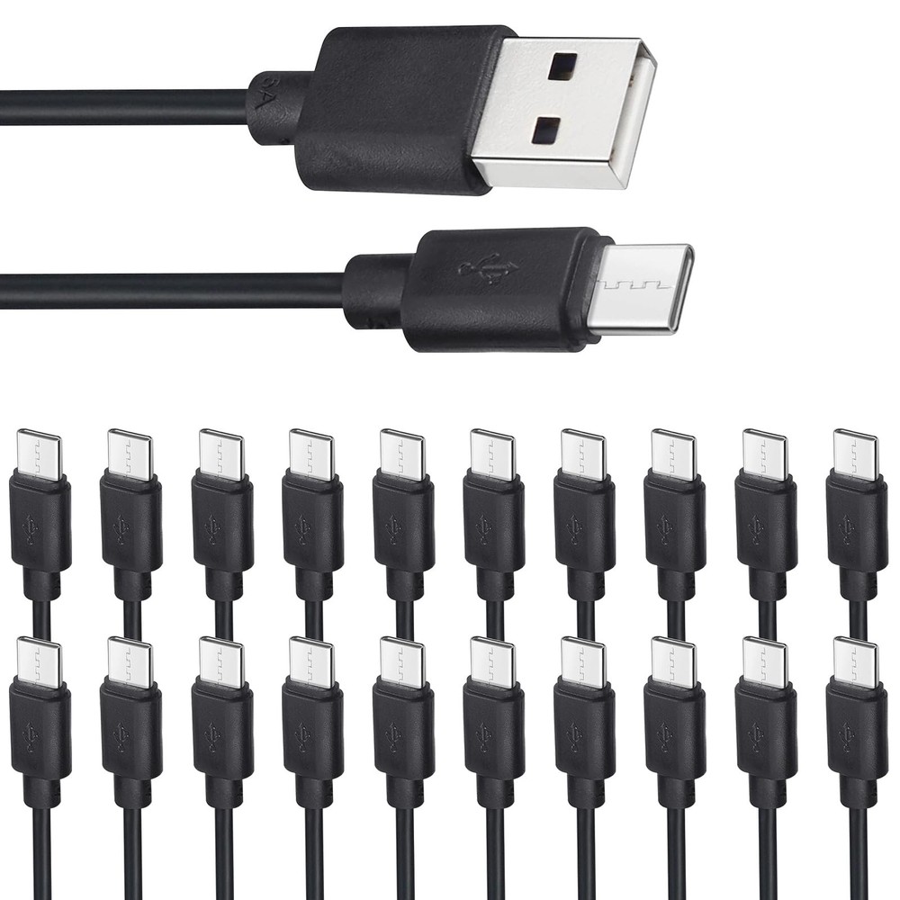 Smays USB C Cable Bulk 20-Pack, Type C Charger Cord 3.3ft Multipack Black