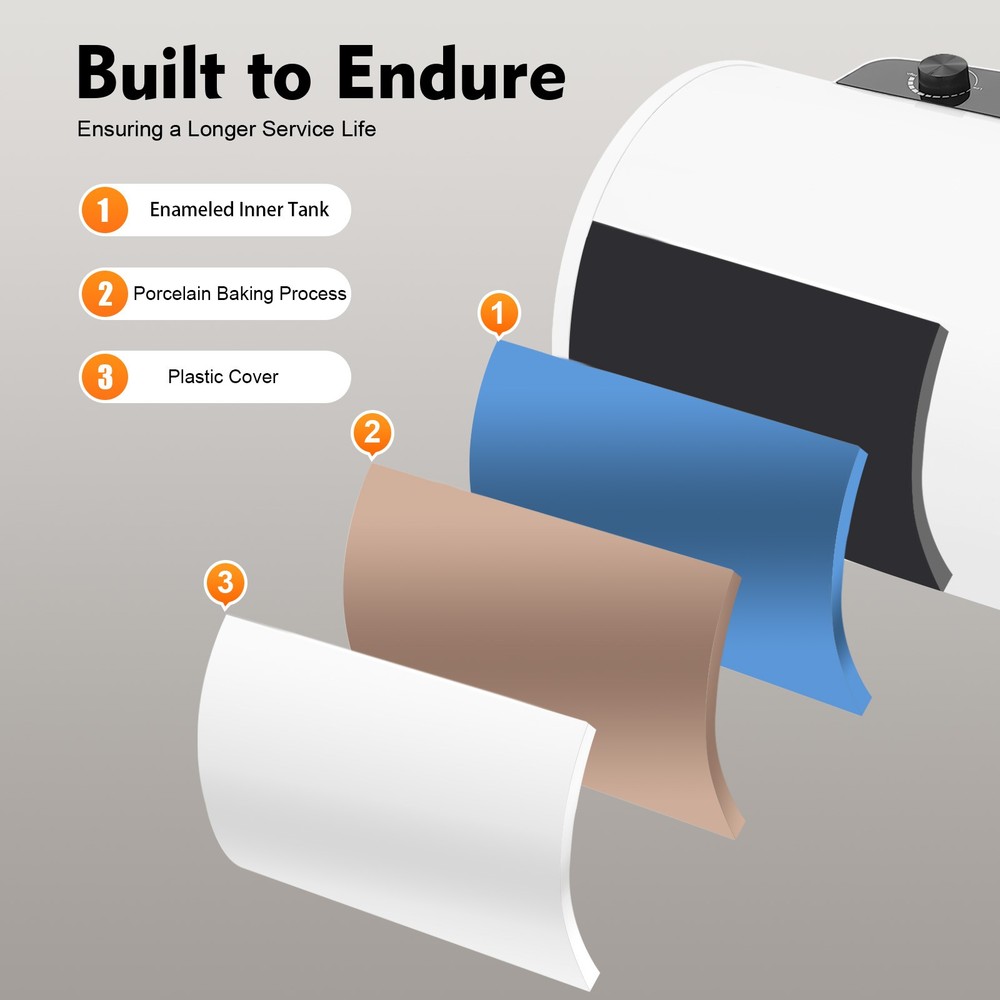 1500W 110V Tank Hot Water Heater Shower Electric Waterproof 30-75℃ White