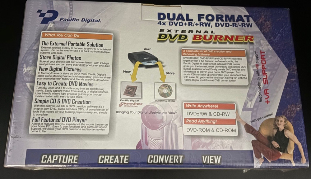 Pacific Digital Dual Format 4x DVD/CD Burner DVD+R/+RW Unopened