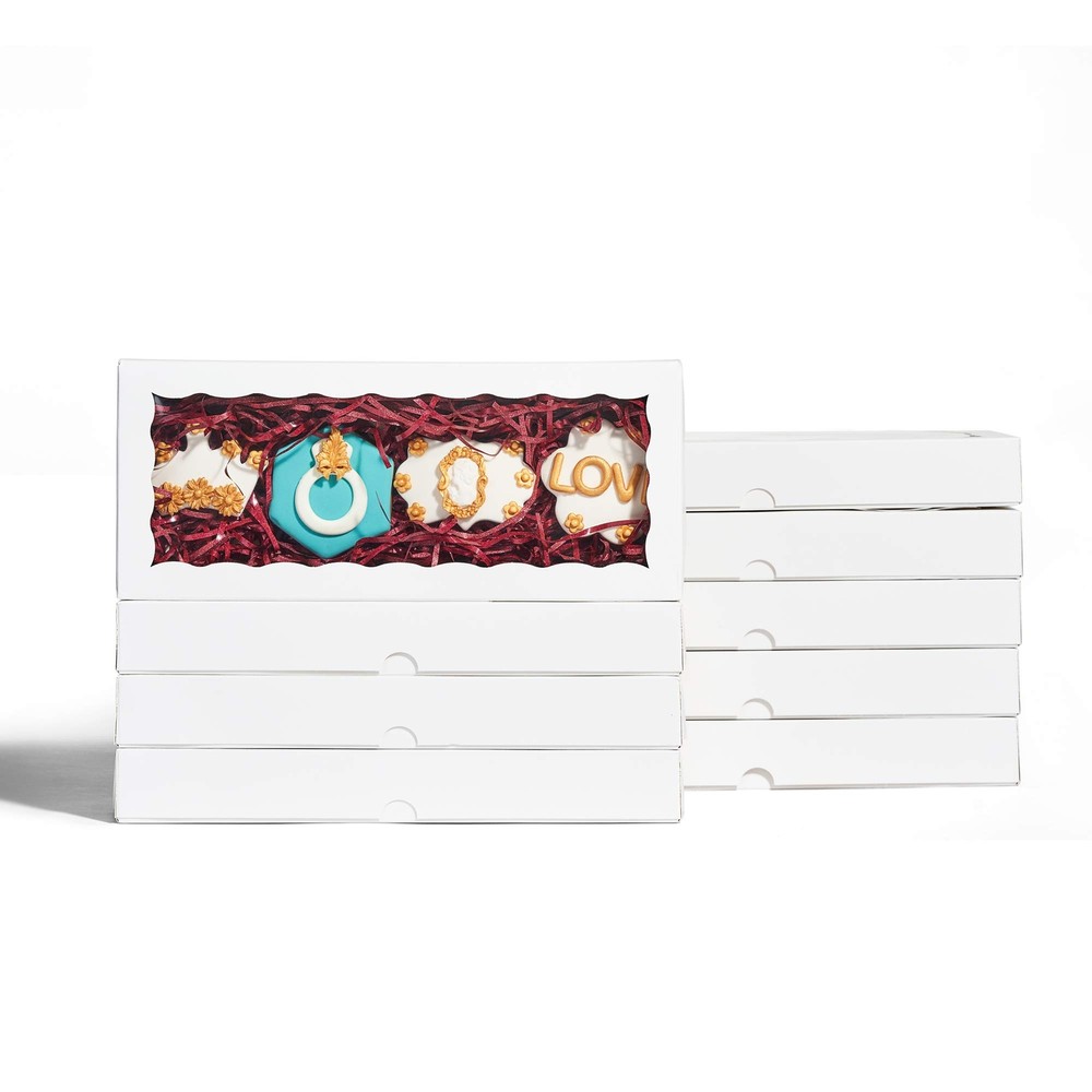 Premium Macaron Boxes Auto-Popup Cookie Gift Boxes 12x5x1.5" 24 Pack