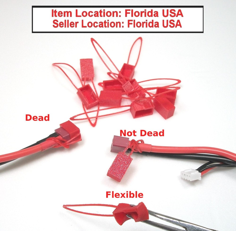 DEANS Lipo Battery Connector Cap Cover DEAD Status Indicator RED LOOP 12pcs