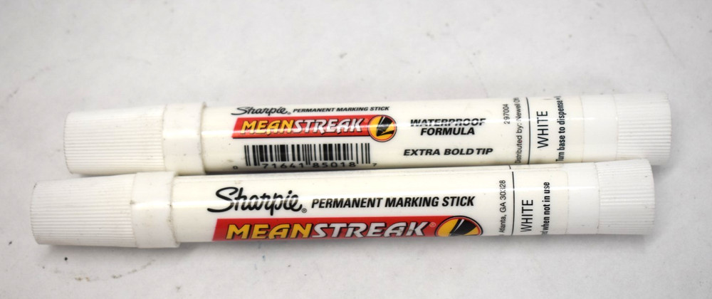 Sharpie Permanent Marking Stick MeanStreak White Broad Tip Waterproof 2 Pack