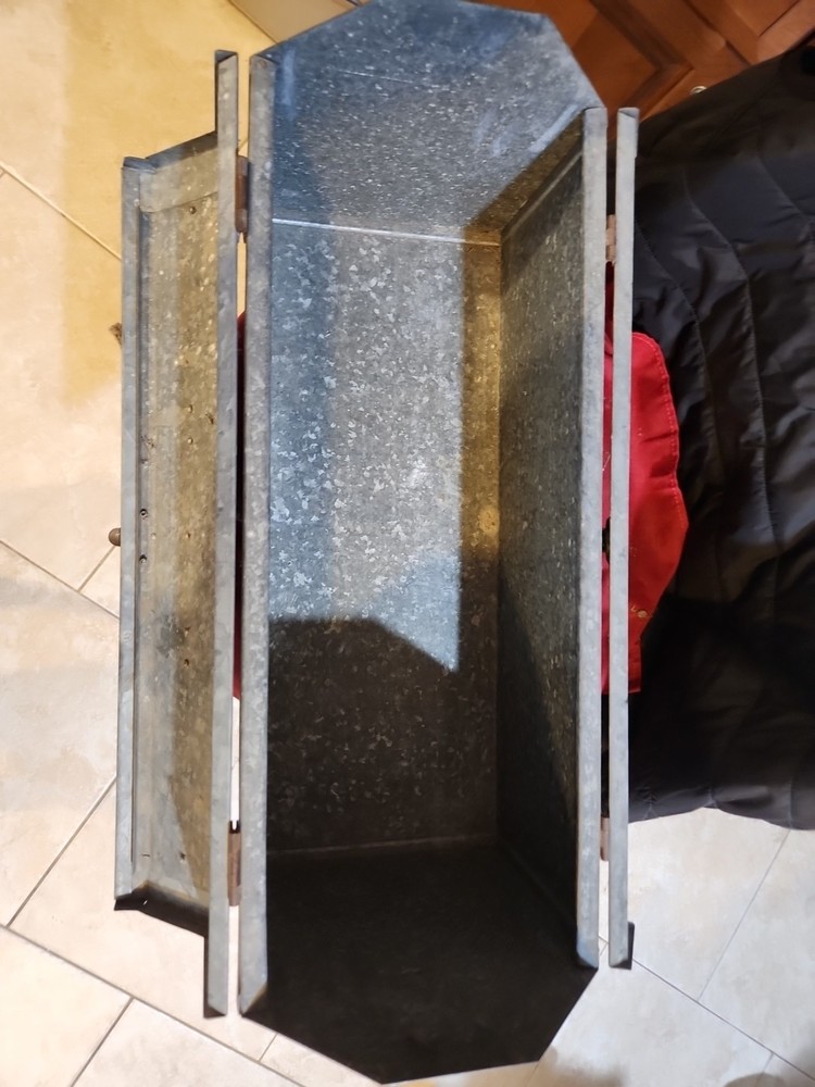 Vintage Gable Top Galvanized Sheet Metal Tool Box. Handmade