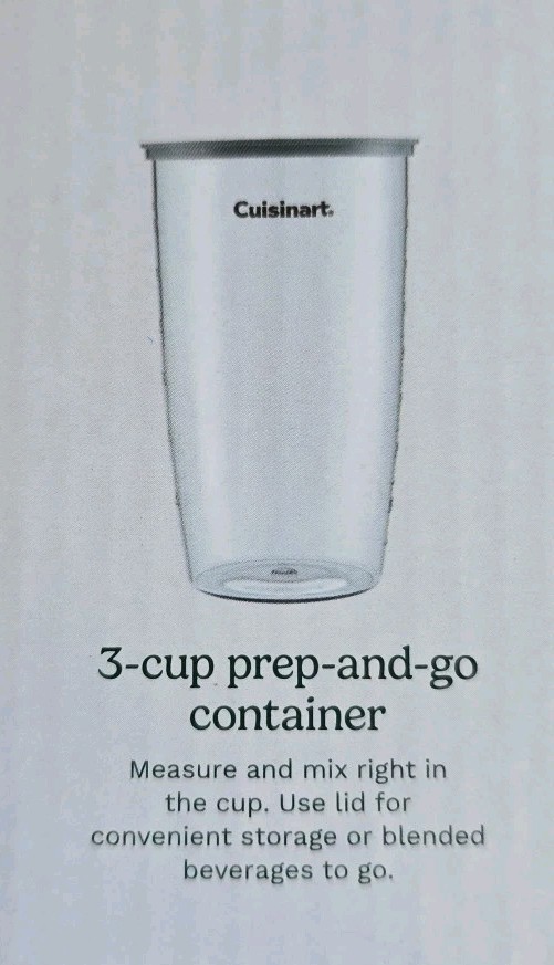 Cuisinart HB-500PC 3-cup Prep- And-Go Cup Container w/Lid Replacement Part New
