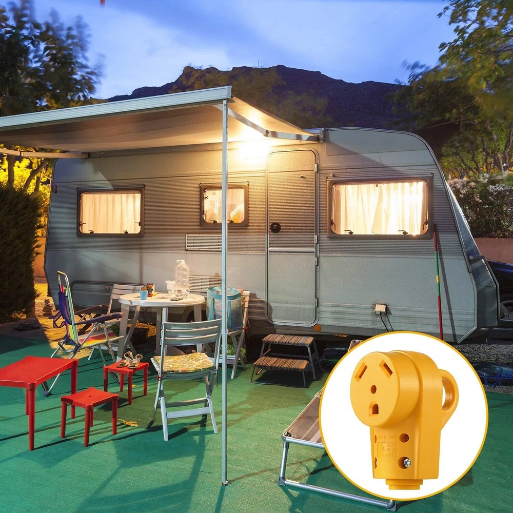 125V 30Amp Heavy Duty Male Plug RV Replacement with Ergonomic Handle Yellow